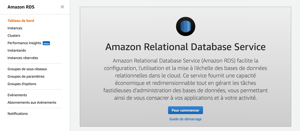 L'accueil de l'interface de RDS