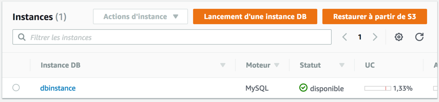 L'instance RDS a démarré !