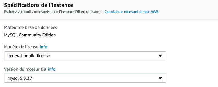 Choisissez la version de MySQL