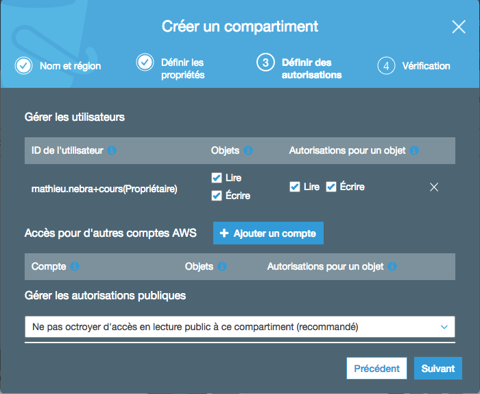 Définissez les autorisations de votre bucket