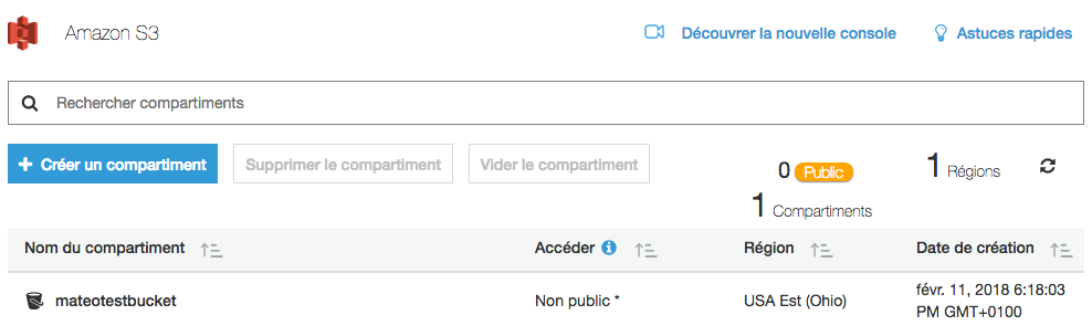 Le bucket est créé !